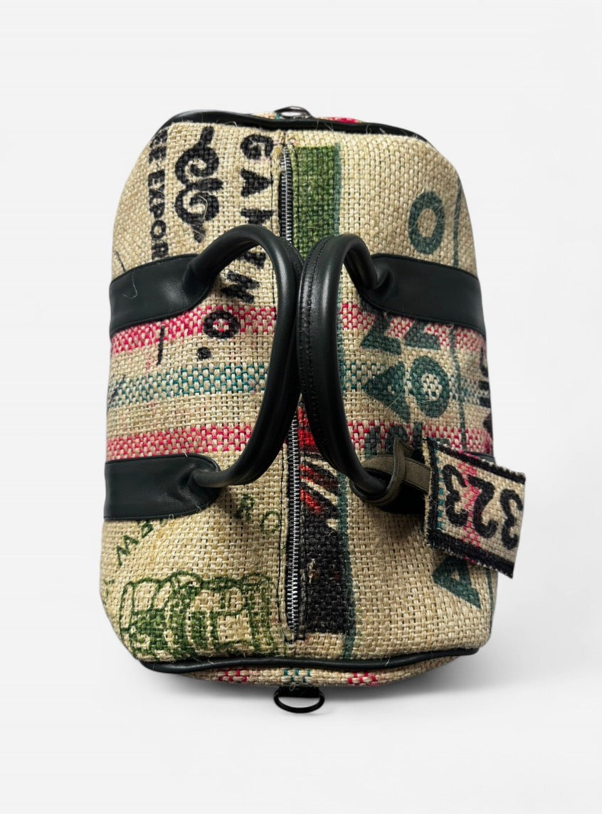 BURLAP DUFFEL BAG