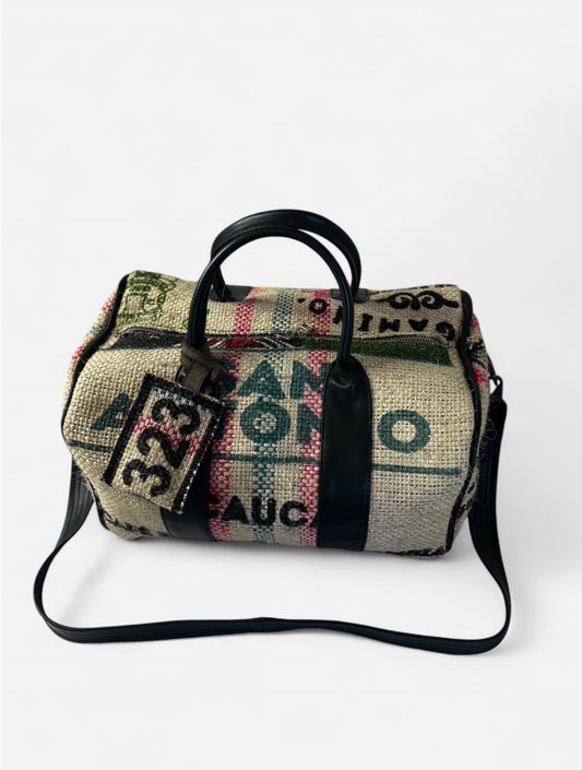 BURLAP DUFFEL BAG