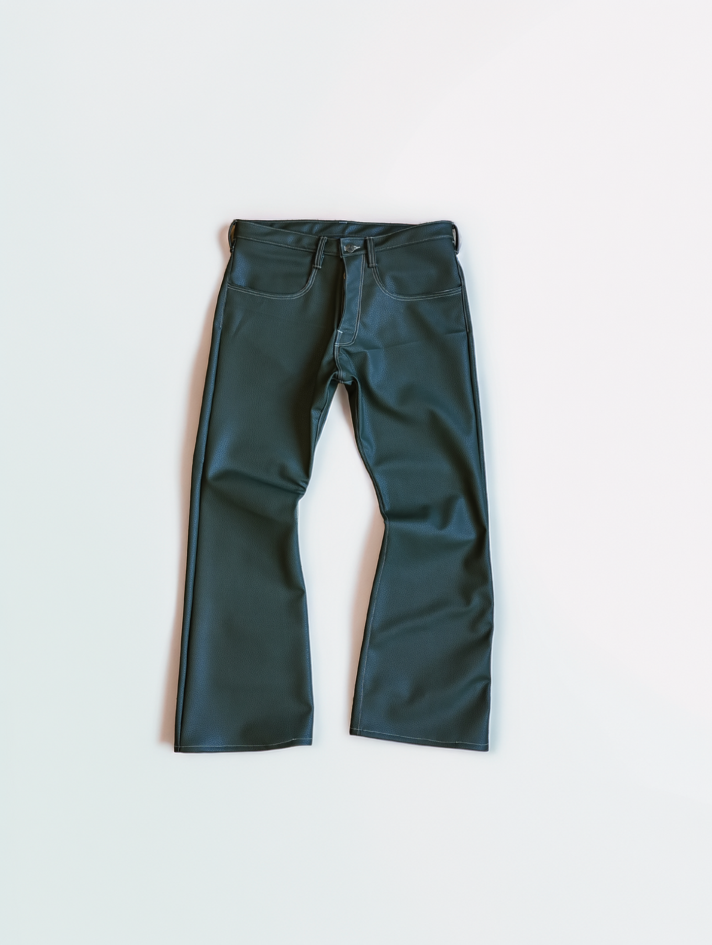 Green Leather Flares